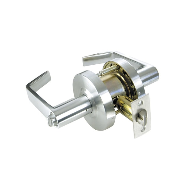 Design Hardware Grade 1 Cylindrical Lock, 75-Passage, F-Flat Lever, Round Rose, Satin Chrome, 2-3/4 Inch Backset DH-X-75-F-26D - main